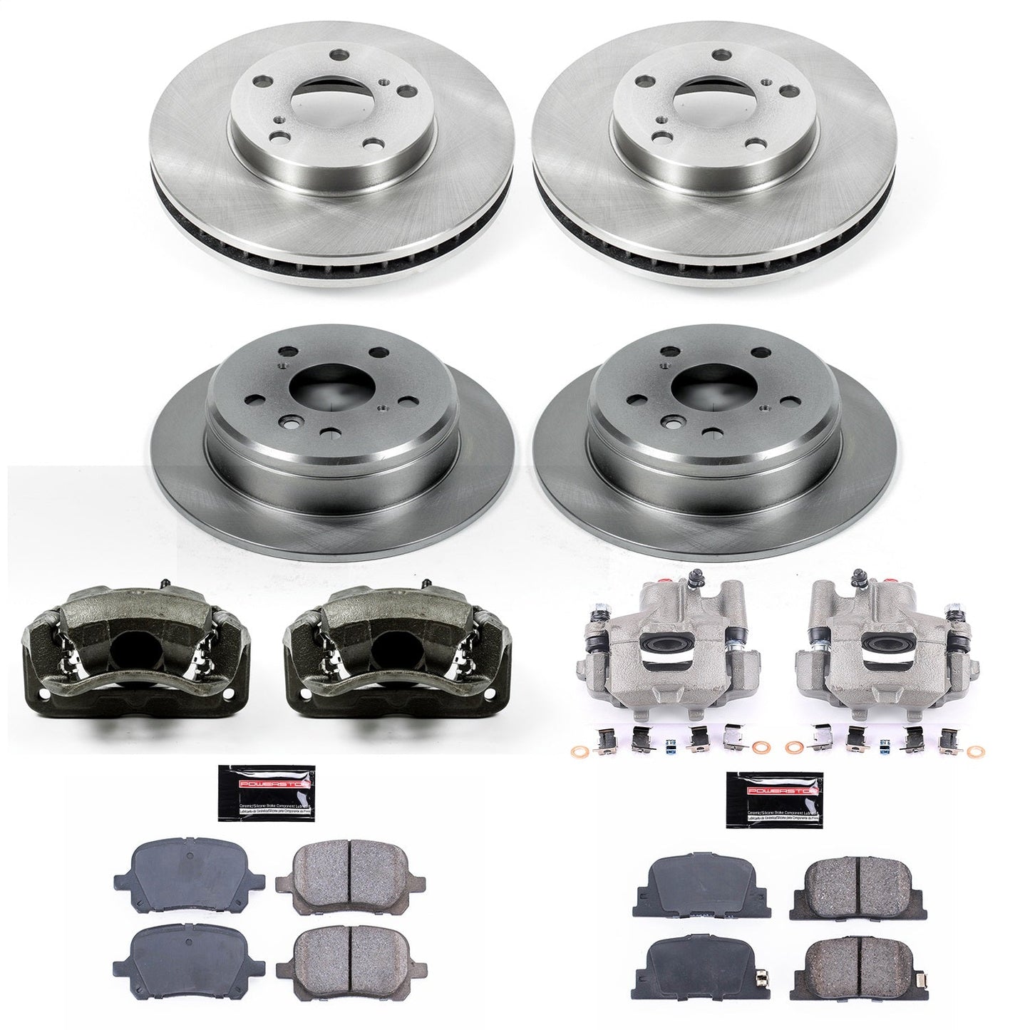 PowerStop Front & Rear Brake Kit with Calipers | 2000–2001 Lexus ES300 (KCOE1061)