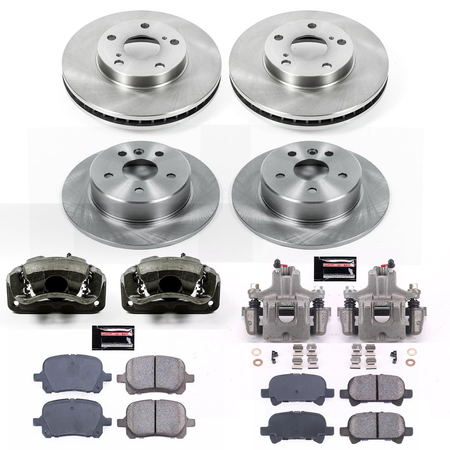 PowerStop Front & Rear Brake Kit with Calipers | 2000–2004 Toyota Avalon (KCOE1063)