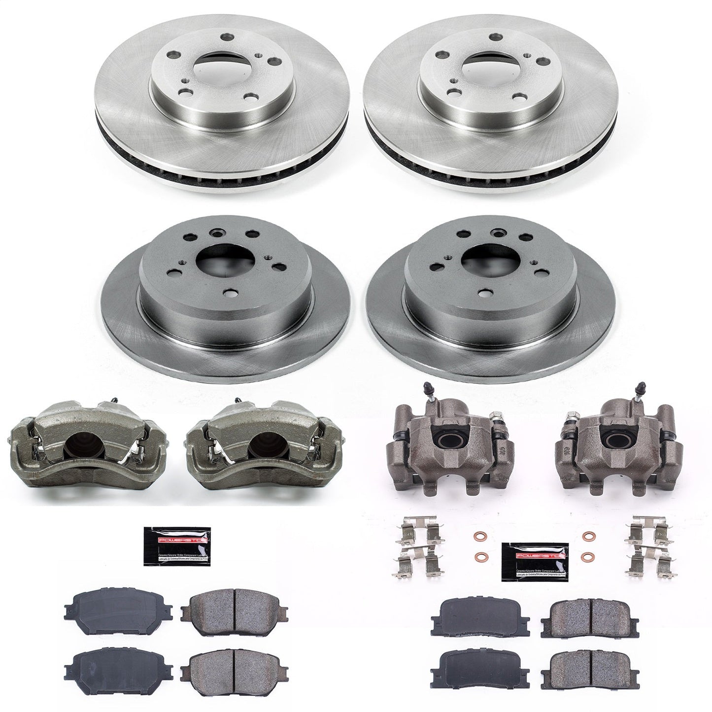PowerStop Front & Rear Autospecialty Brake Kit with Calipers | 2002–2006 Toyota Camry (KCOE1066)