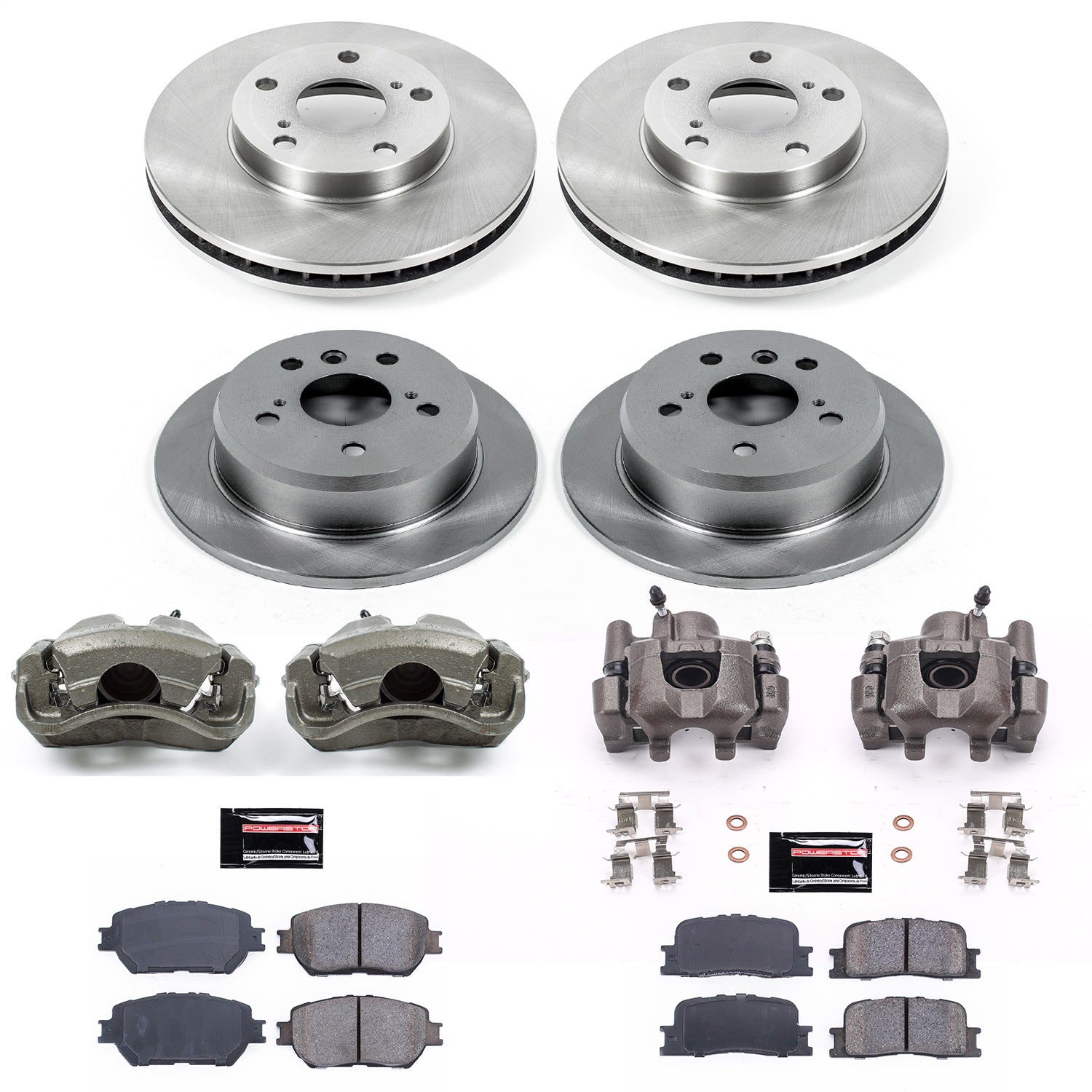 PowerStop Front & Rear Autospecialty Brake Kit with Calipers | 2002–2006 Toyota Camry (KCOE1066)