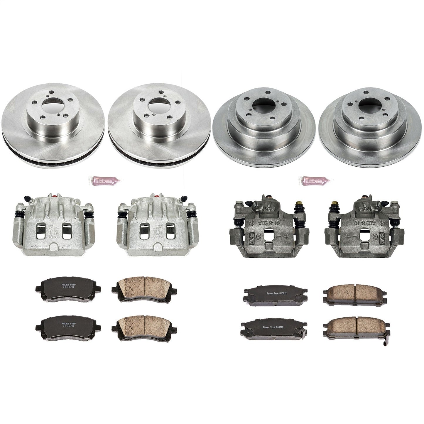 PowerStop Front & Rear Brake Kit with Calipers | 1998 Subaru Impreza (KCOE1121)