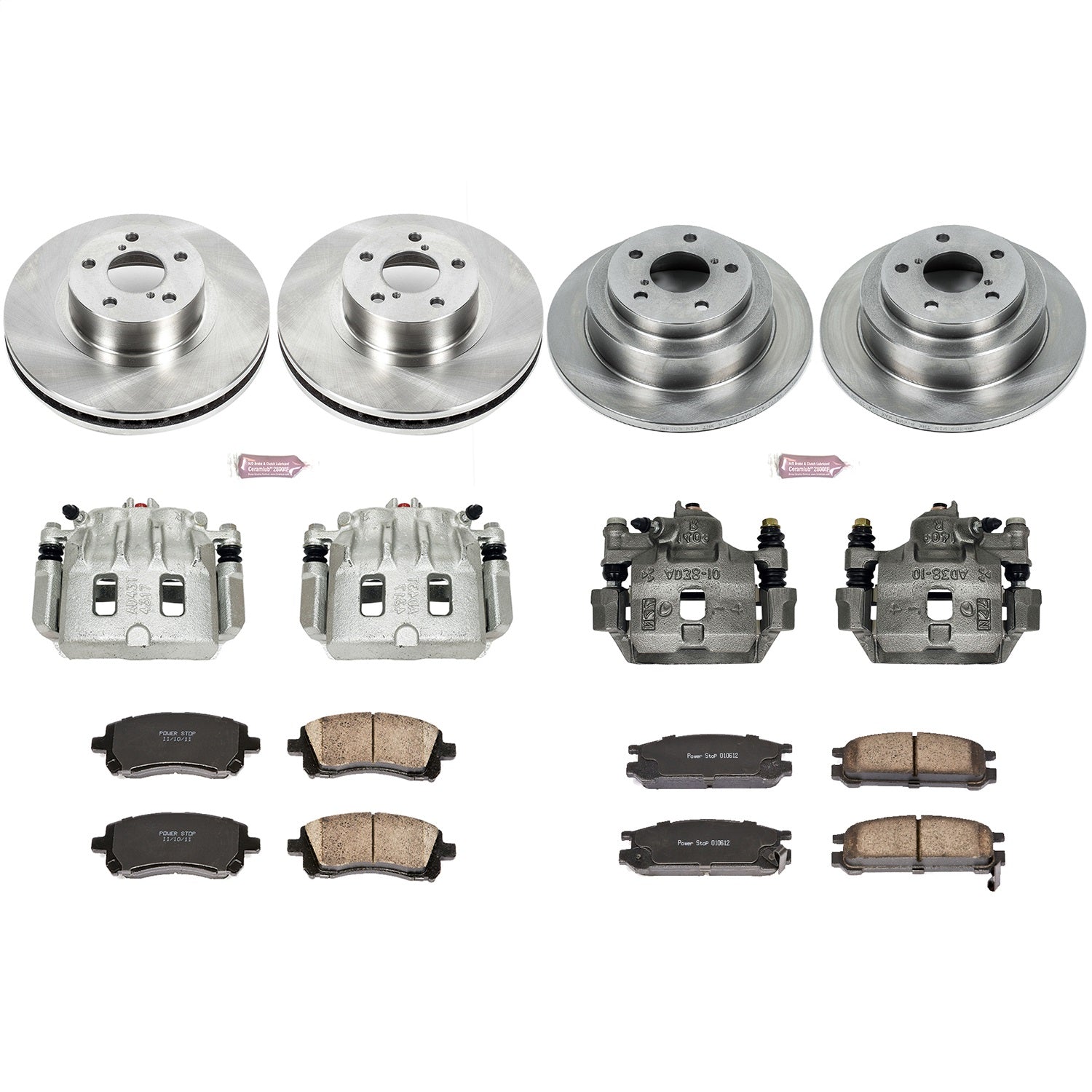 PowerStop Front & Rear Brake Kit with Calipers | 1998 Subaru Impreza (KCOE1121)