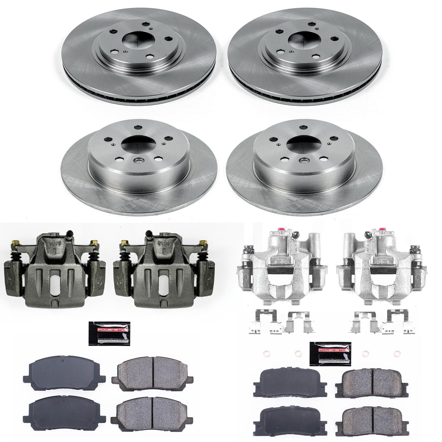 PowerStop Front & Rear Brake Kit with Calipers | 2001–2003 Toyota Highlander (KCOE1139)