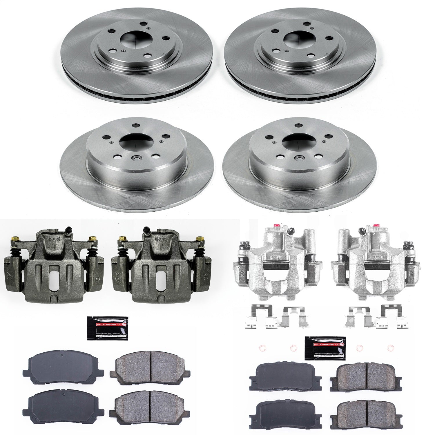 PowerStop Front & Rear Brake Kit with Calipers | 2001–2003 Toyota Highlander (KCOE1139)