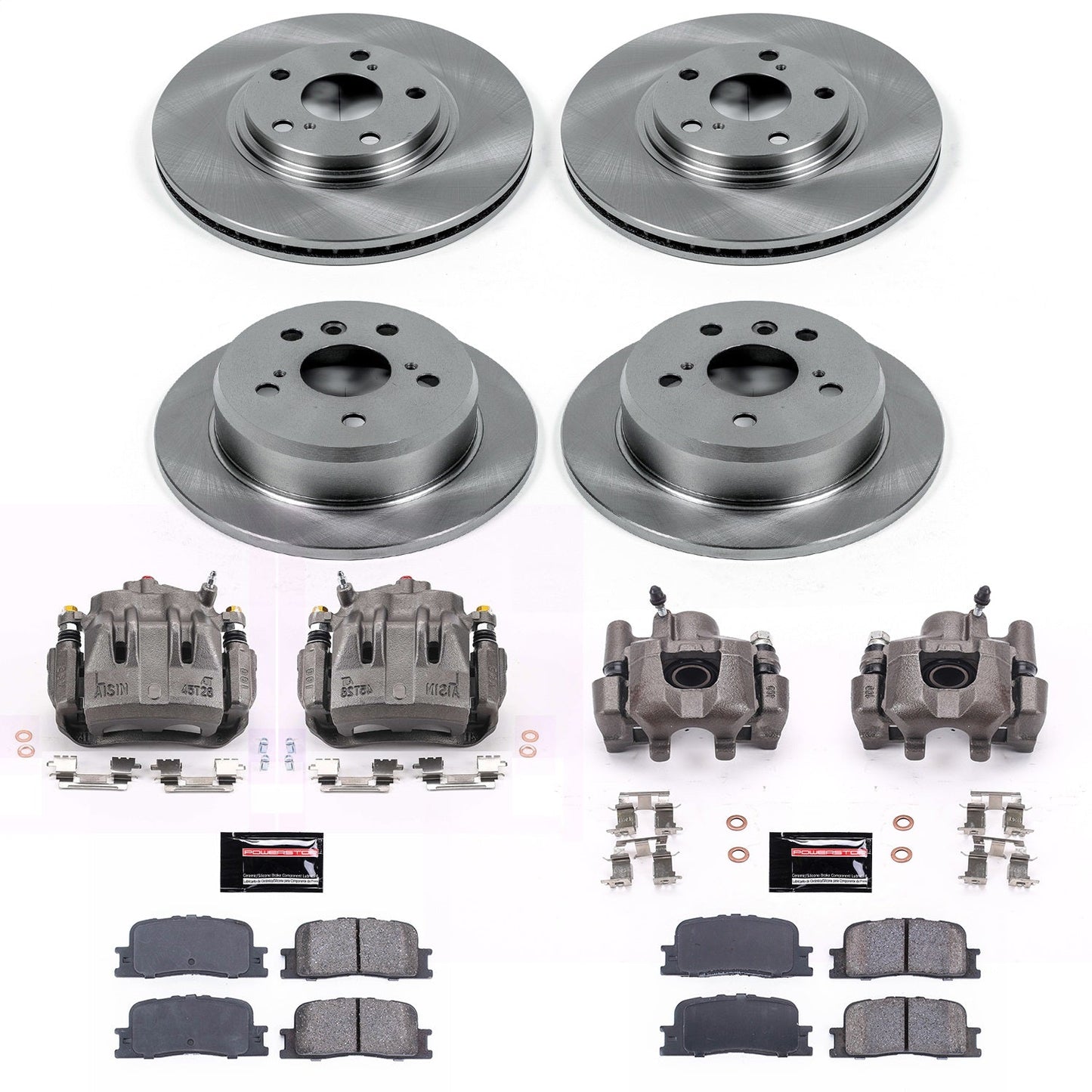 PowerStop Front & Rear Autospecialty Brake Kit with Calipers | 2004–2006 Lexus ES330 (KCOE1142)