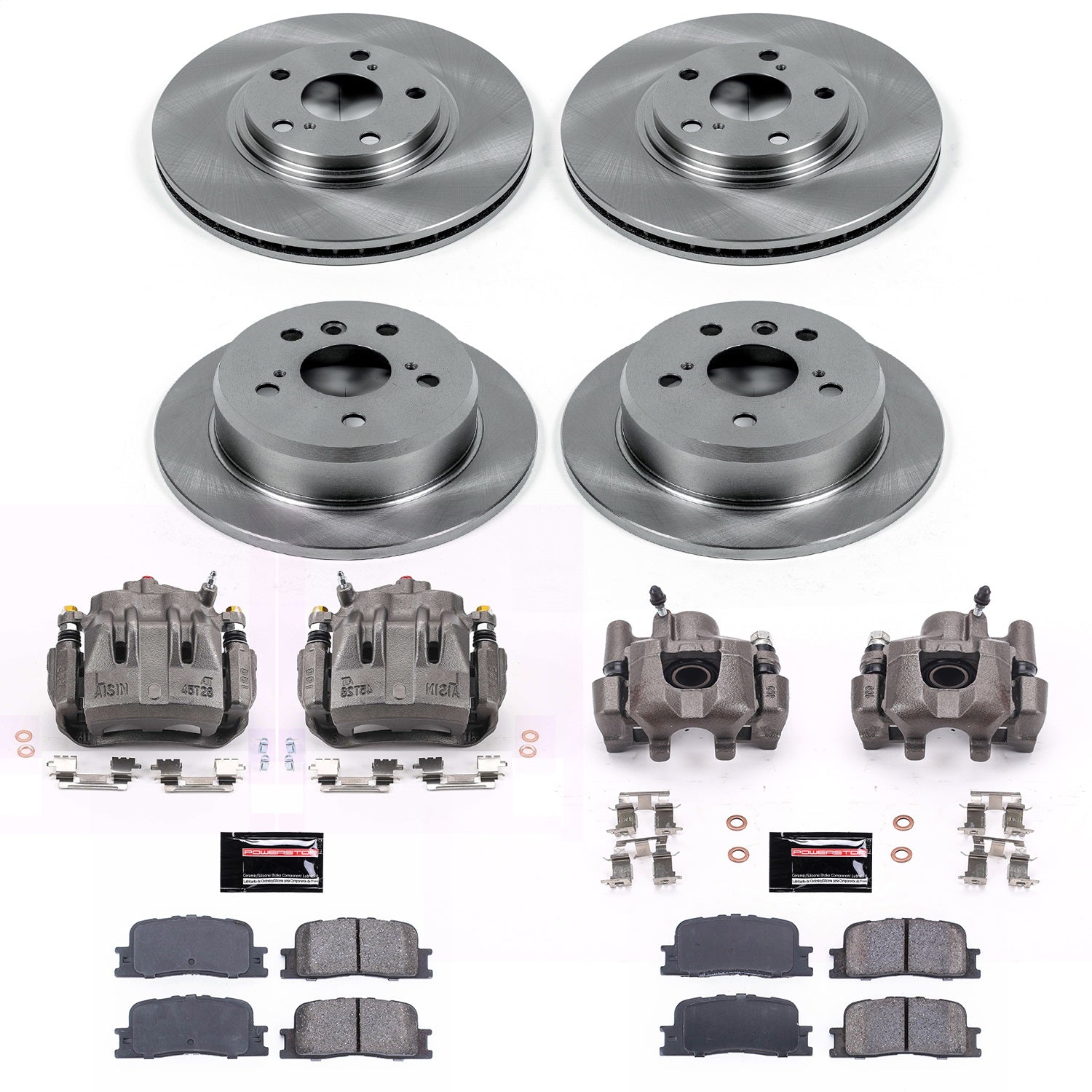 PowerStop Front & Rear Autospecialty Brake Kit with Calipers | 2004–2006 Lexus ES330 (KCOE1142)