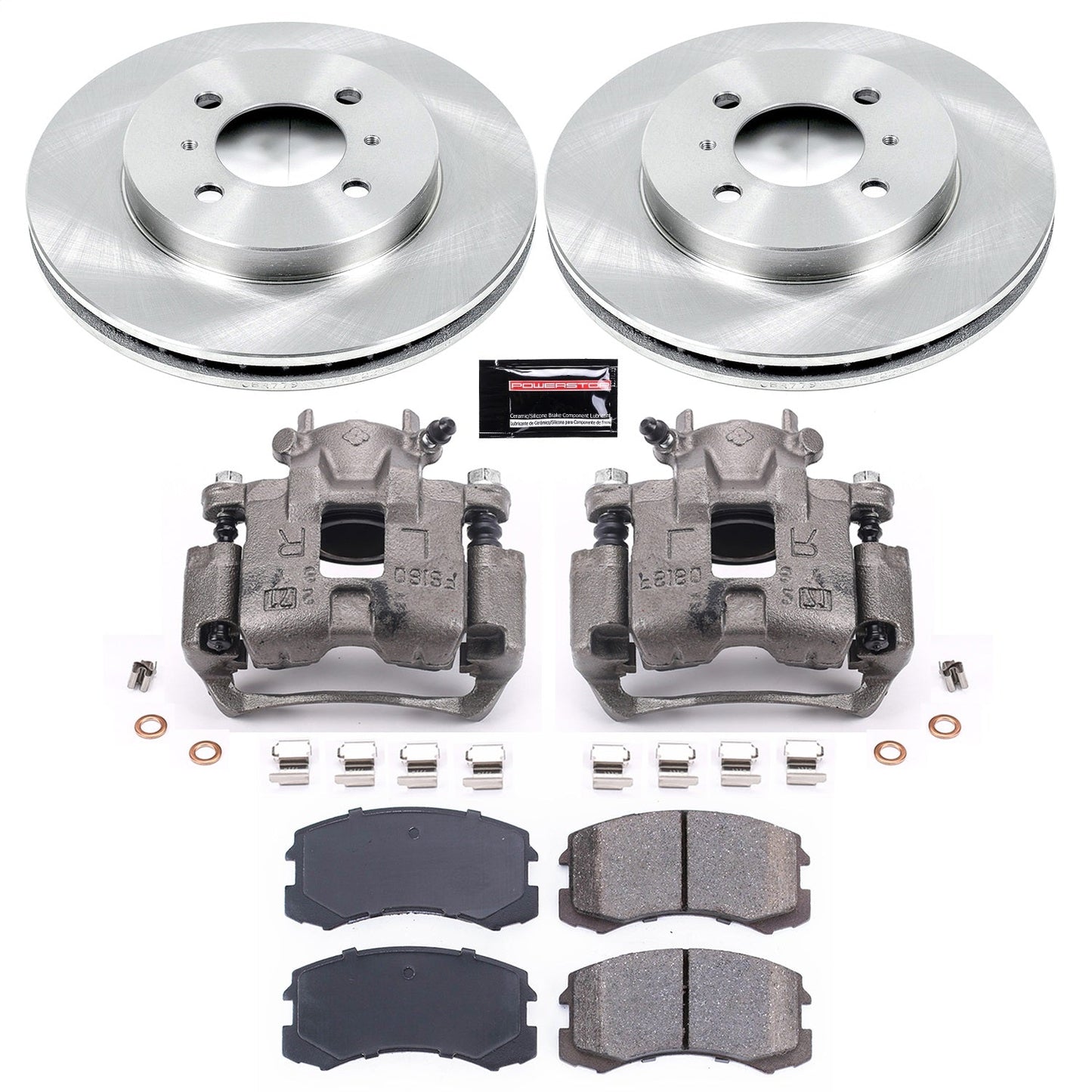 PowerStop Front Brake Kit with Calipers | 2002–2007 Mitsubishi Lancer (KCOE1215)