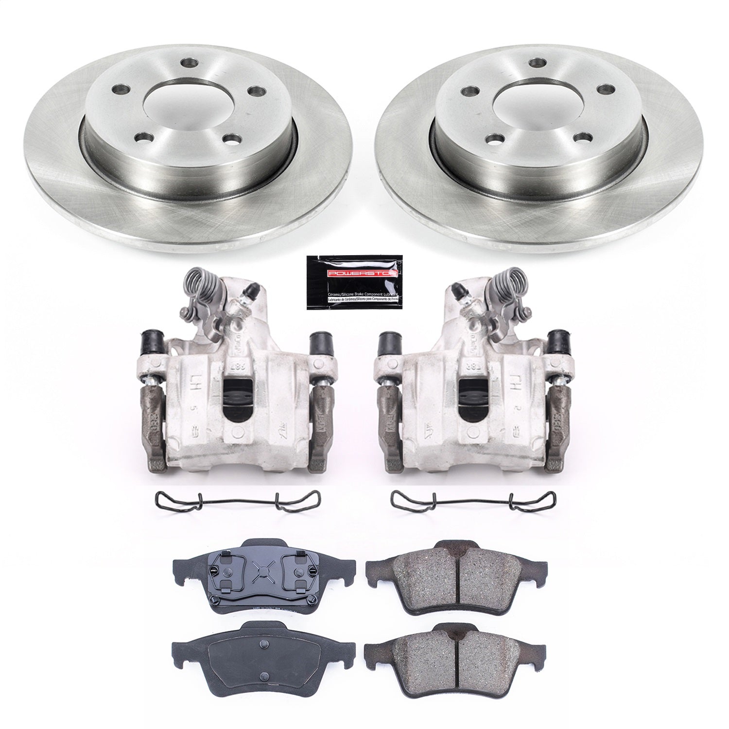 PowerStop Rear Brake Kit with Calipers | 2004–2005 Mazda 3 (KCOE124)