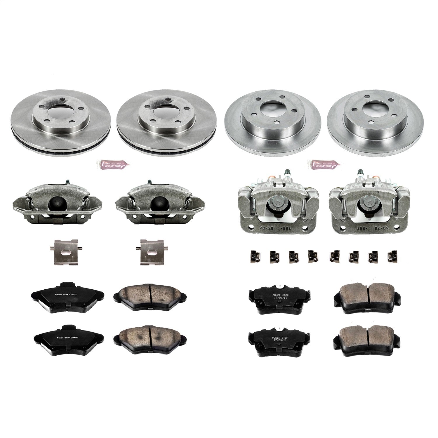PowerStop Front & Rear Autospecialty Brake Kit with Calipers | 1994–1998 Ford Mustang (KCOE1300)