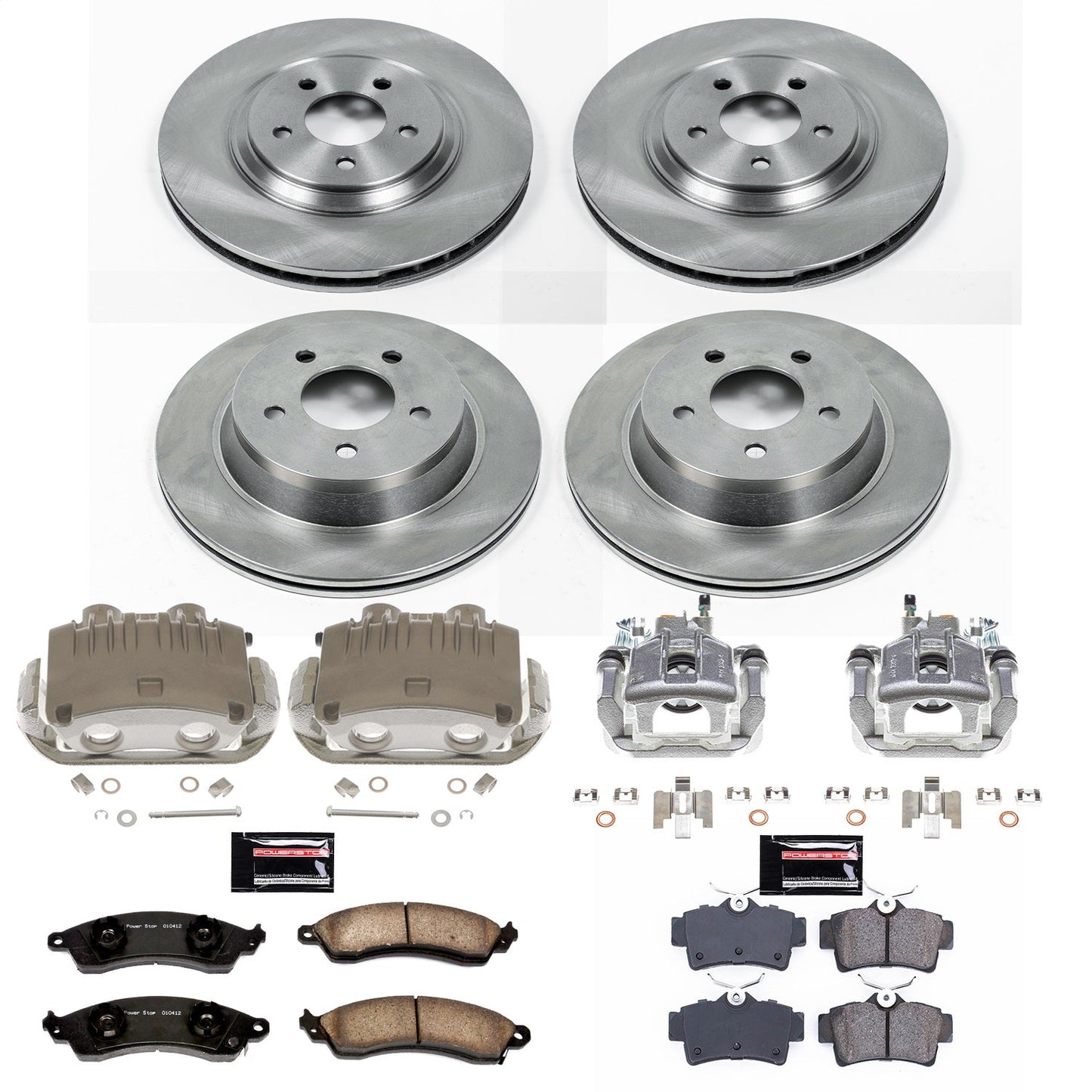 PowerStop Front & Rear Autospecialty Brake Kit with Calipers | 1994–1998 Ford Mustang (KCOE1305D)