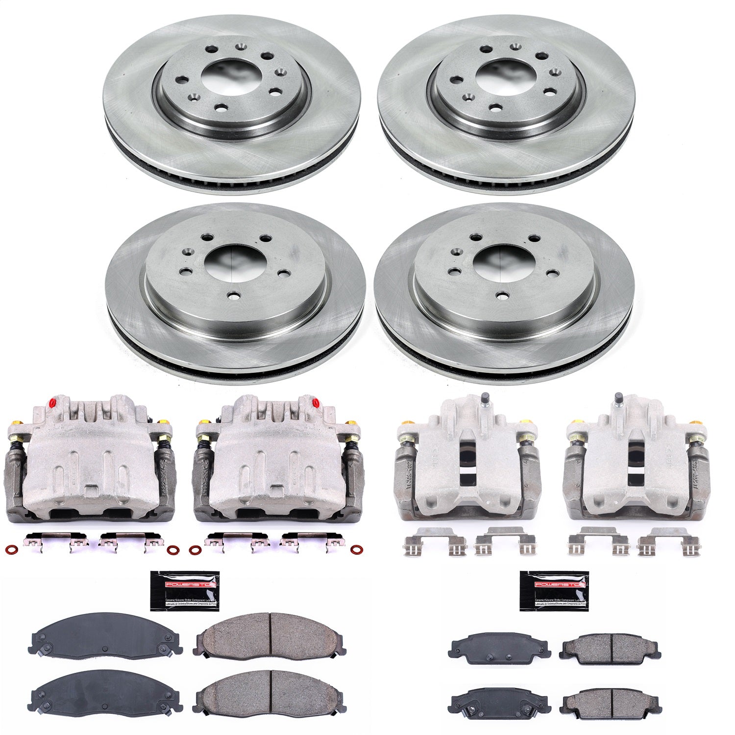 PowerStop Front & Rear Brake Kit with Calipers | 2003–2005 Cadillac CTS (KCOE1424)