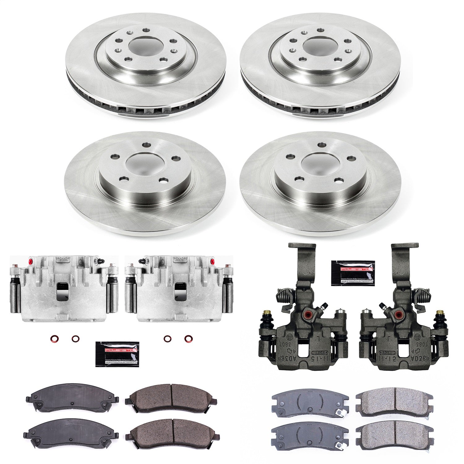 PowerStop Front & Rear Autospecialty Kit with Calipers | 2004–2005 Pontiac Bonneville (KCOE1431)