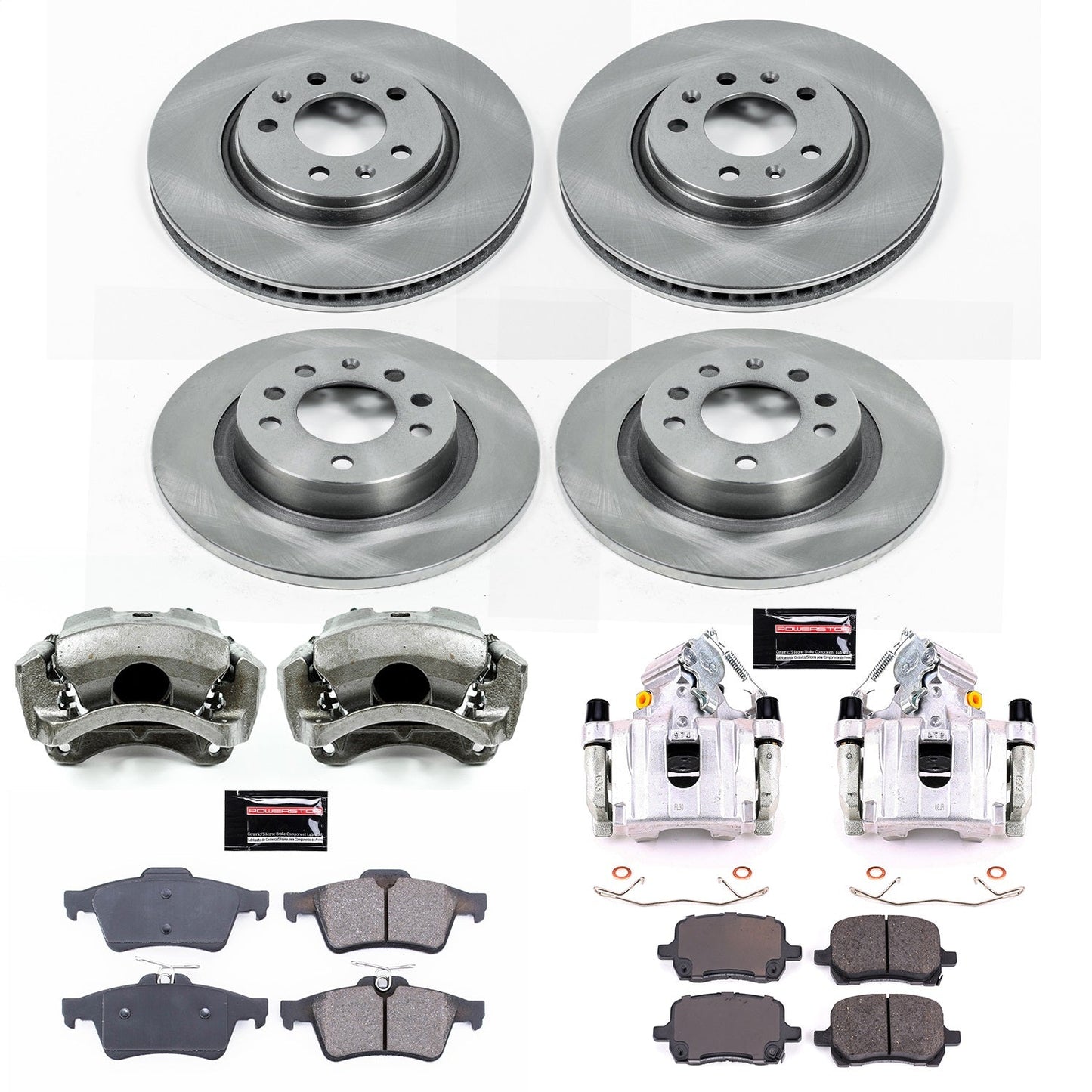 PowerStop Front & Rear Autospecialty Brake Kit with Calipers | 2006–2009 Pontiac Solstice (KCOE1434)