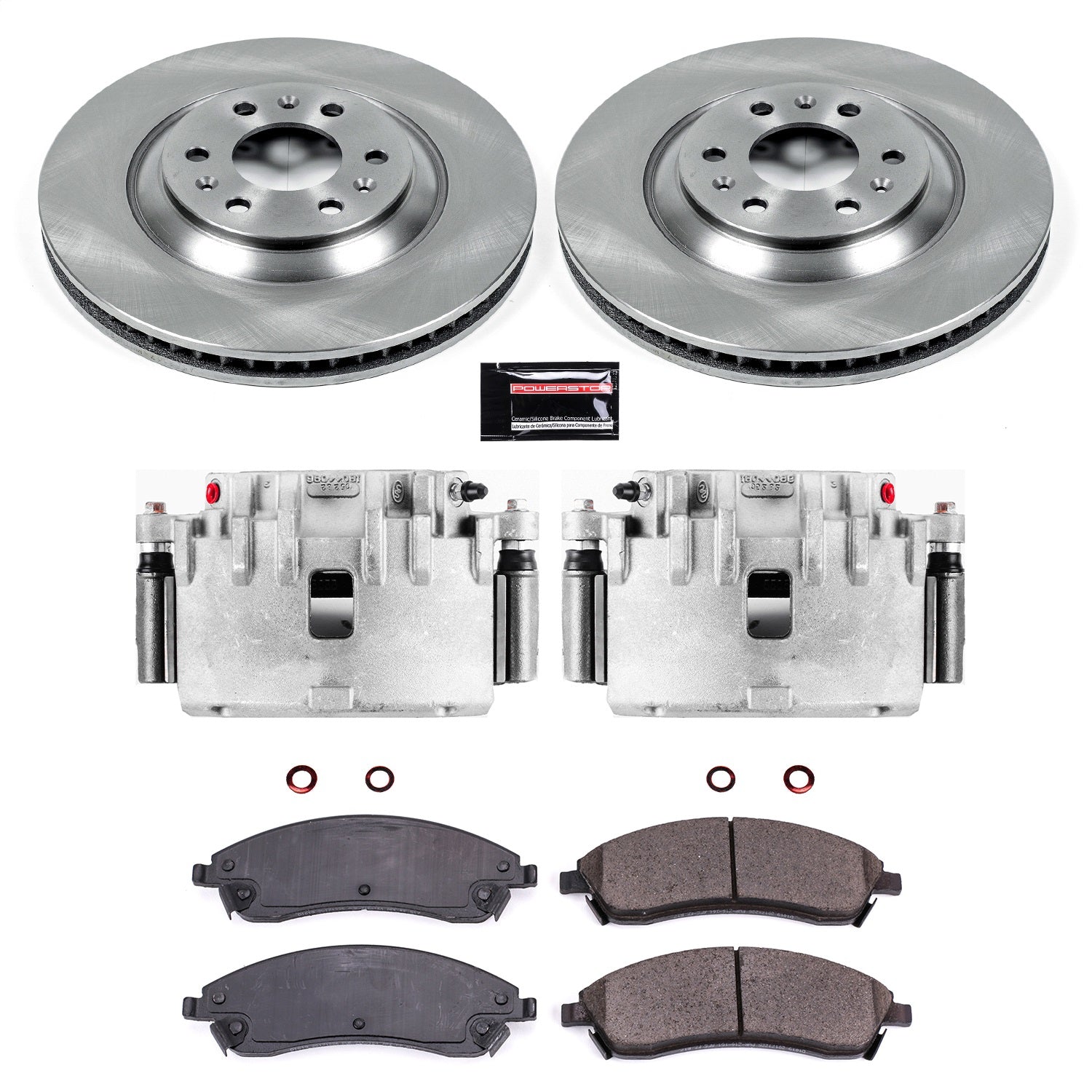 PowerStop Front Autospecialty Kit with Calipers | 2004–2009 Cadillac SRX (KCOE1449)