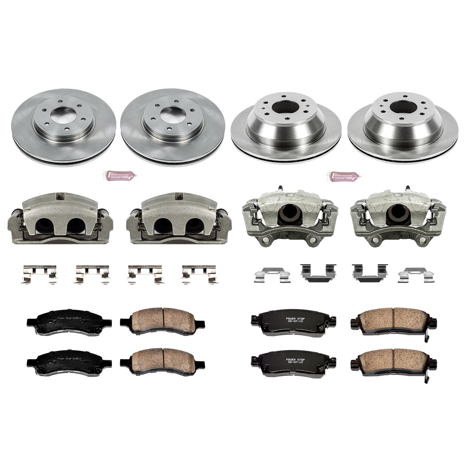 PowerStop Front & Rear Autospecialty Kit with Calipers | 2006–2009 Chevrolet Trailblazer (KCOE1454)