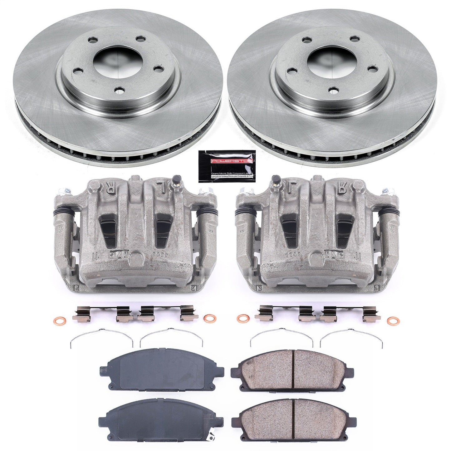 PowerStop Front Autospecialty Brake Kit with Calipers | 2004–2009 Nissan Quest (KCOE150)