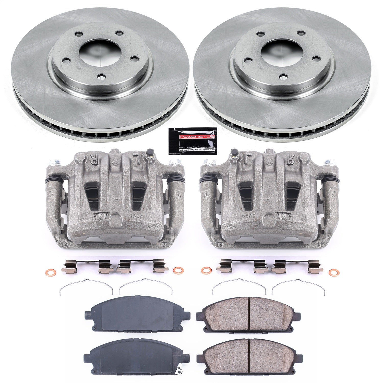 PowerStop Front Autospecialty Brake Kit with Calipers | 2004–2009 Nissan Quest (KCOE150)
