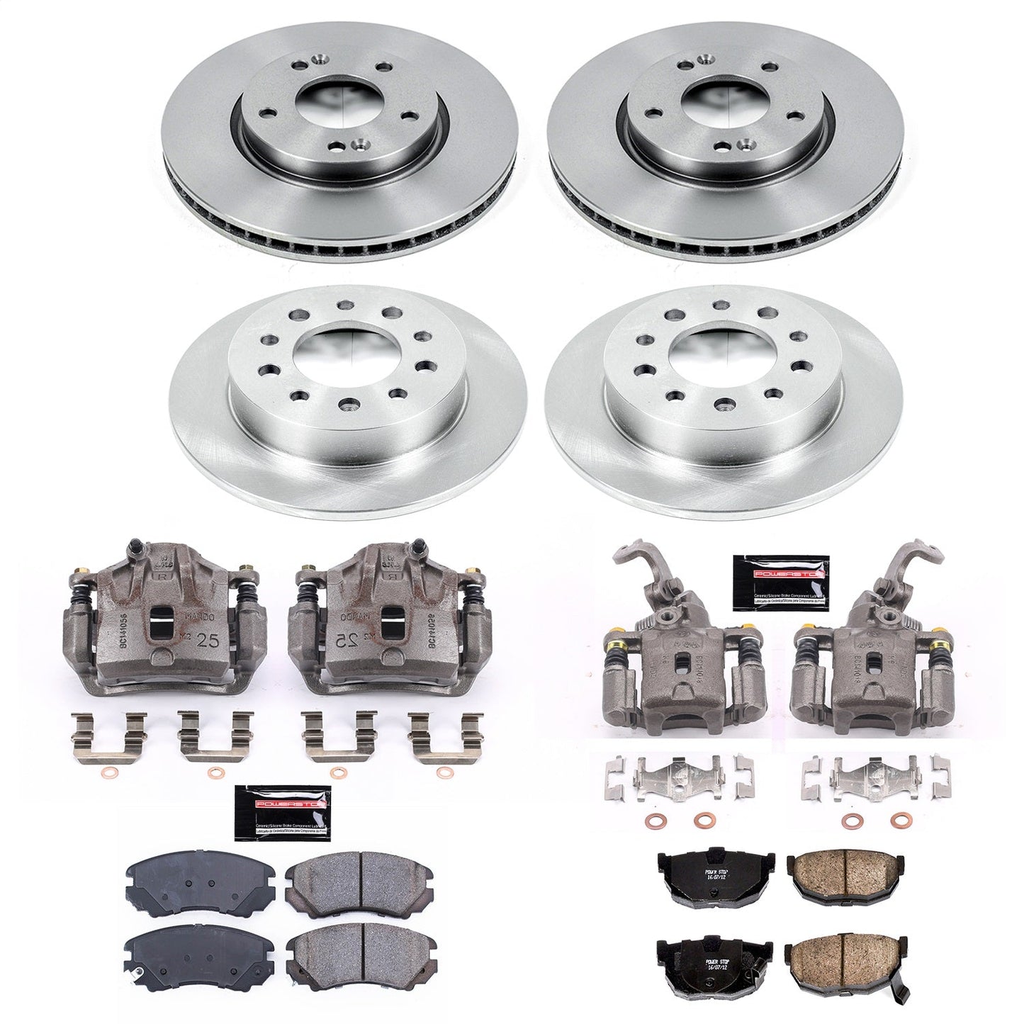 PowerStop Front & Rear Autospecialty Brake Kit with Calipers | 2003–2008 Hyundai Tiburon (KCOE166)