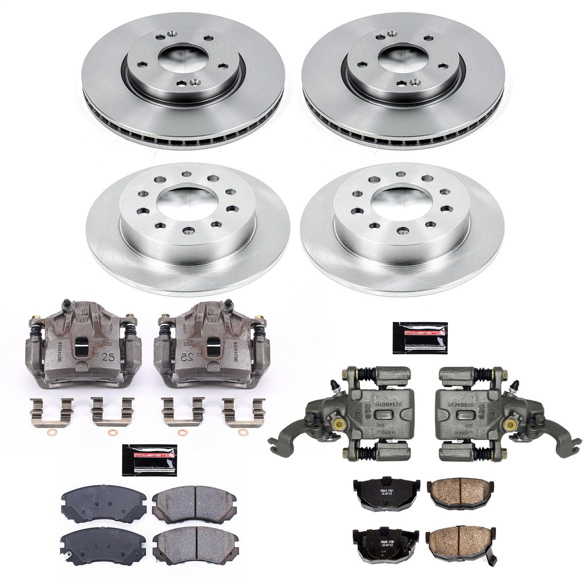 PowerStop Front & Rear Autospecialty Brake Kit with Calipers | 2004–2005 Hyundai Tiburon (KCOE166A)