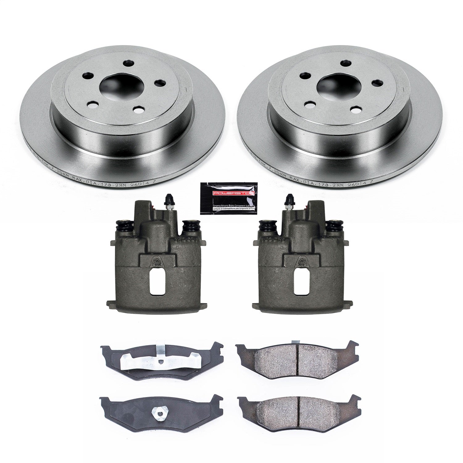 PowerStop Rear Autospecialty Kit with Calipers | 2001–2006 Dodge Stratus (KCOE1687A)