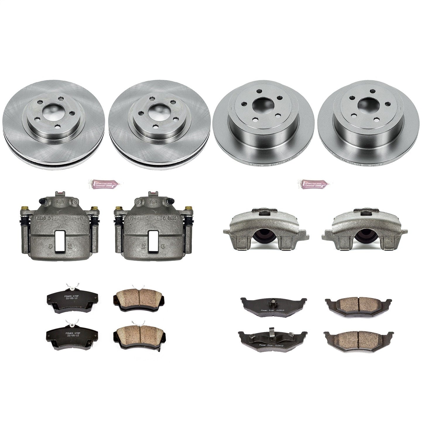 PowerStop Front & Rear Brake Kit with Calipers | 2001–2003 Chrysler PT Cruiser (KCOE1705A)