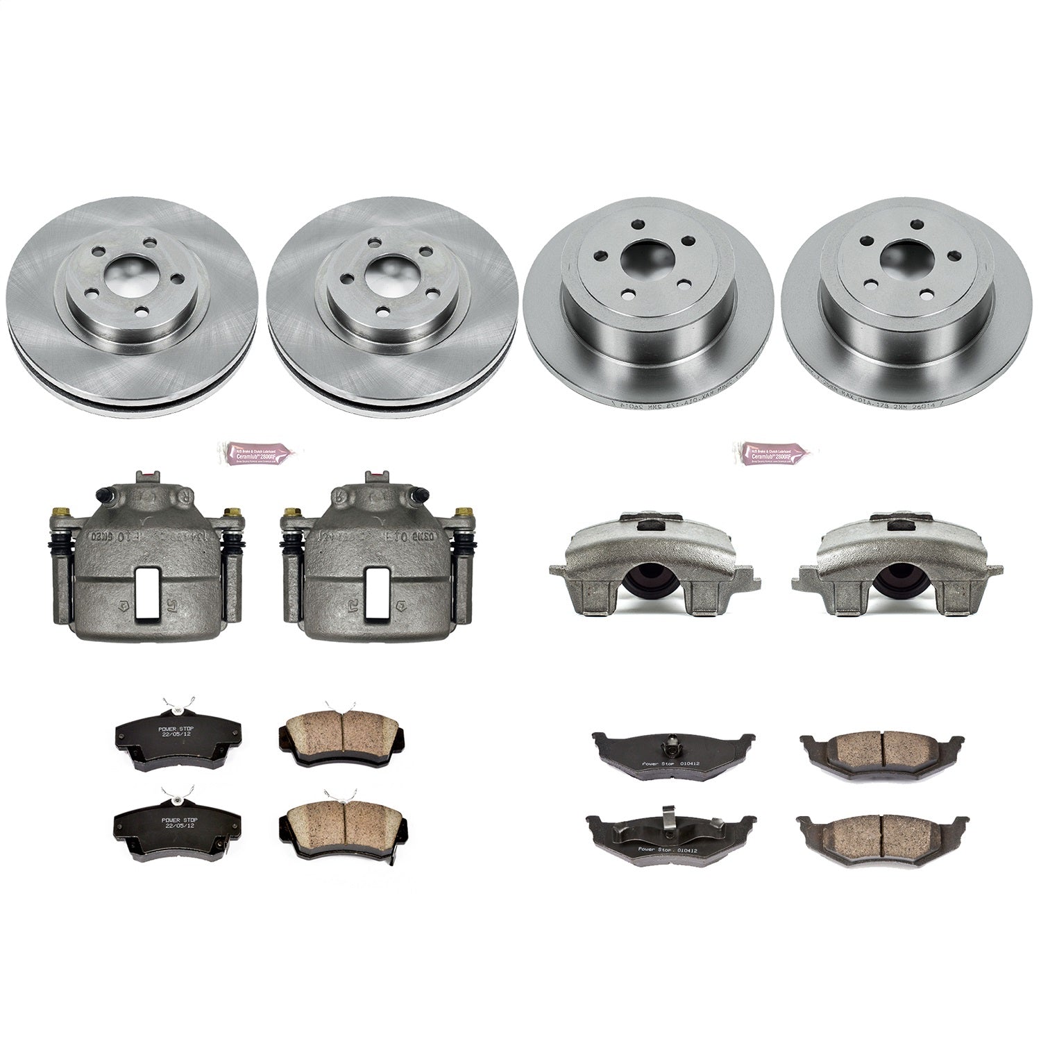 PowerStop Front & Rear Brake Kit with Calipers | 2001–2003 Chrysler PT Cruiser (KCOE1705A)