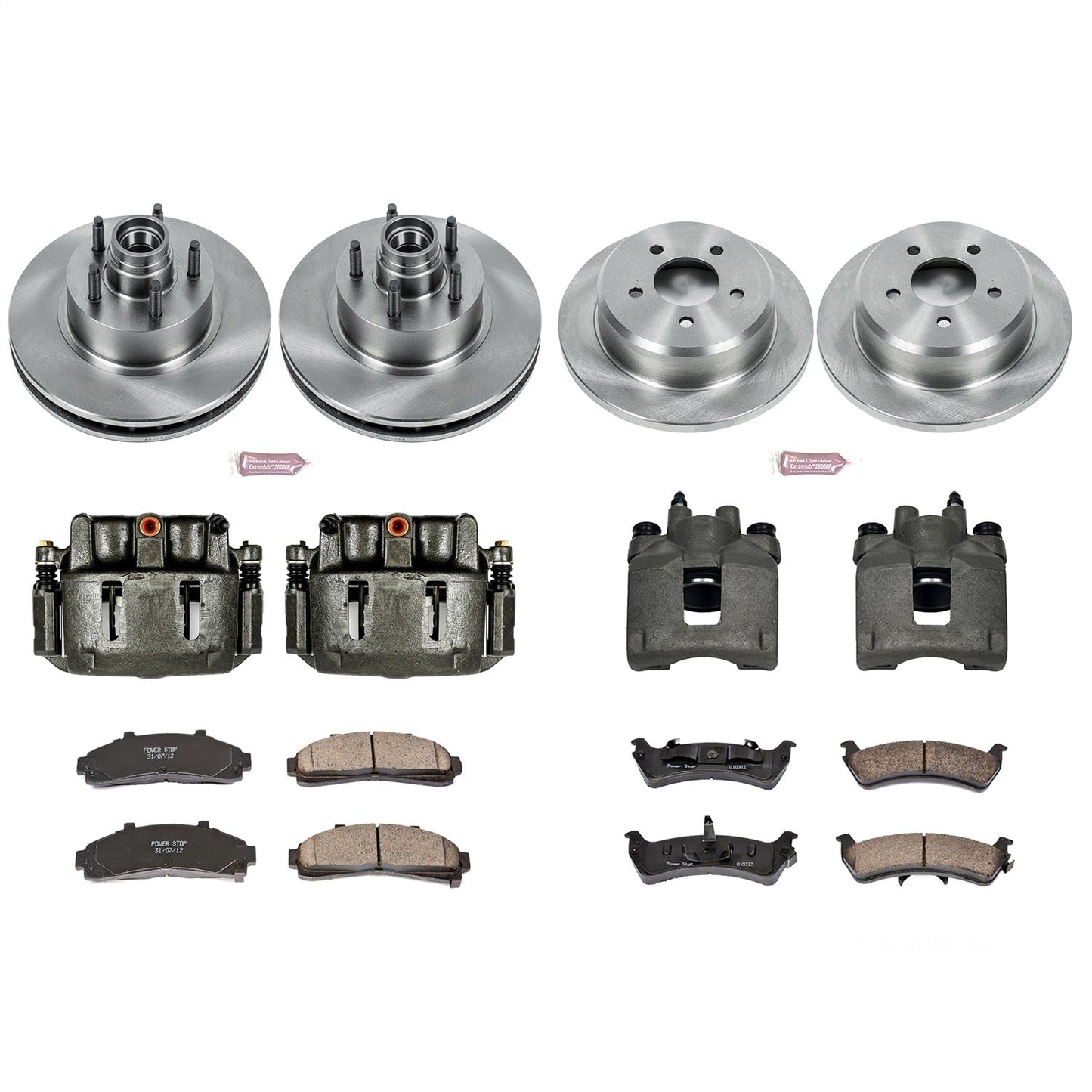 PowerStop Front and Rear Autospecialty Kit with Calipers | 1997–2001 Mercury Mountaineer (KCOE1855)