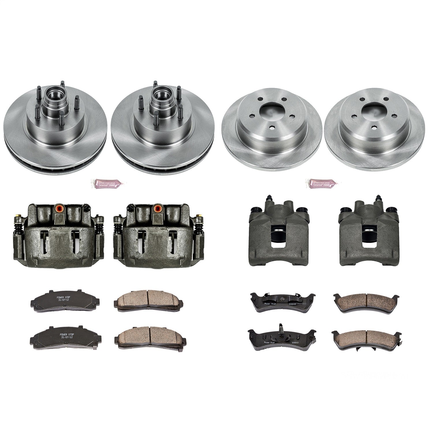 PowerStop Front and Rear Autospecialty Kit with Calipers | 1997–2001 Mercury Mountaineer (KCOE1855)