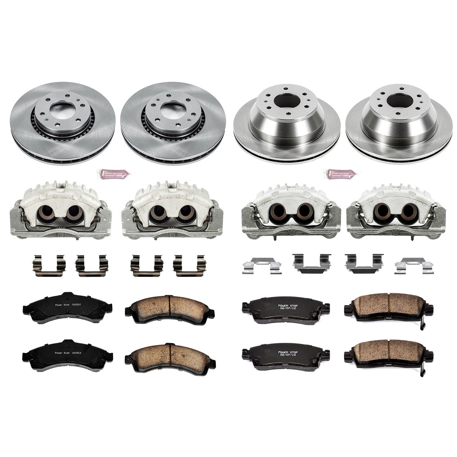 PowerStop Front & Rear Autospecialty Brake Kit with Calipers | 2004–2005 Buick Rainier (KCOE2062)
