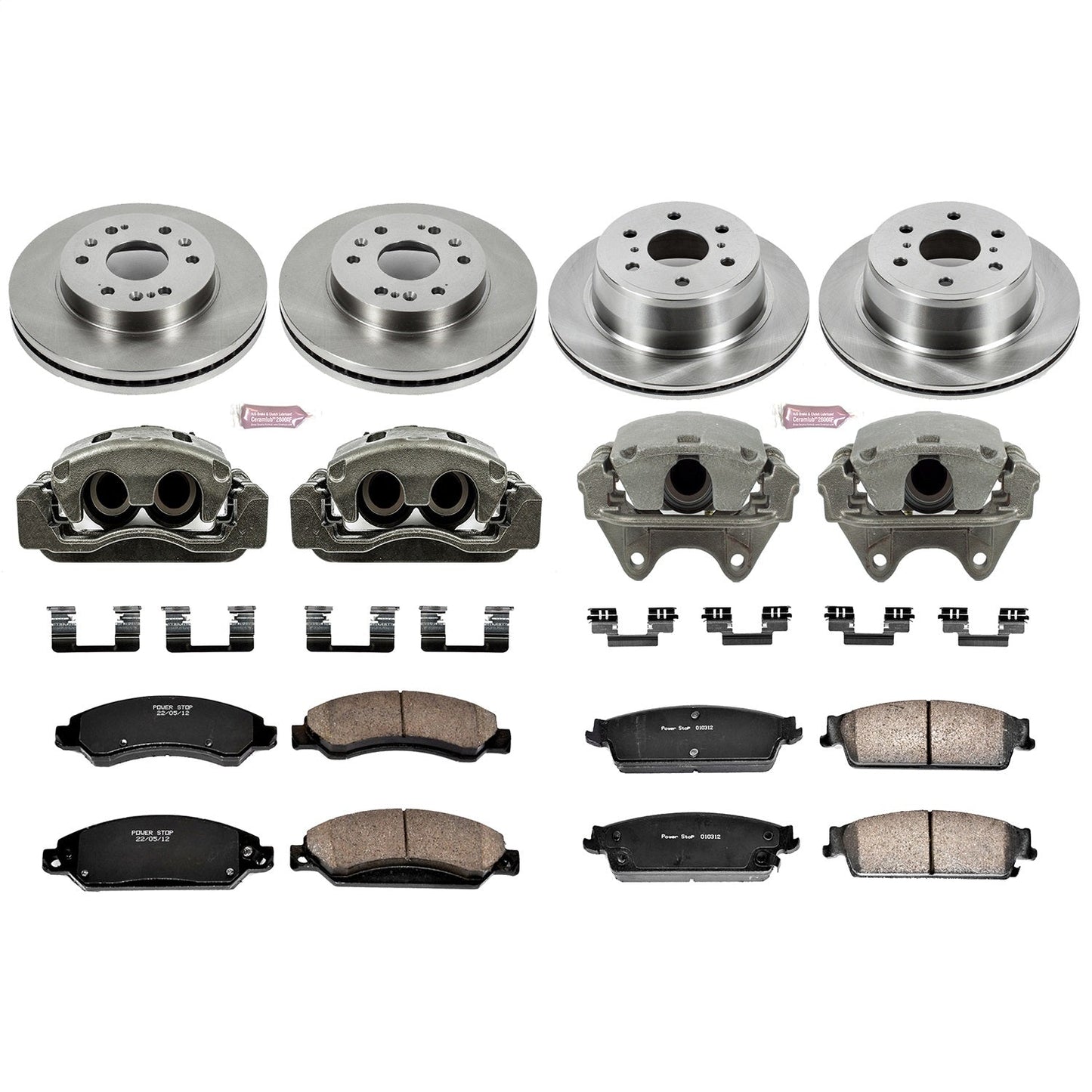 PowerStop Front & Rear Autospecialty Kit w/Calipers | 2007–2008 Cadillac Escalade (KCOE2068)
