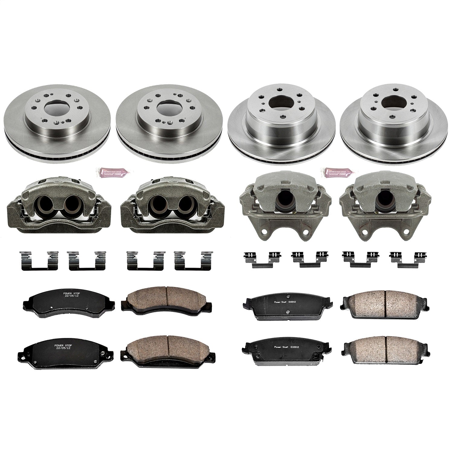 PowerStop Front & Rear Autospecialty Kit w/Calipers | 2007–2008 Cadillac Escalade (KCOE2068)