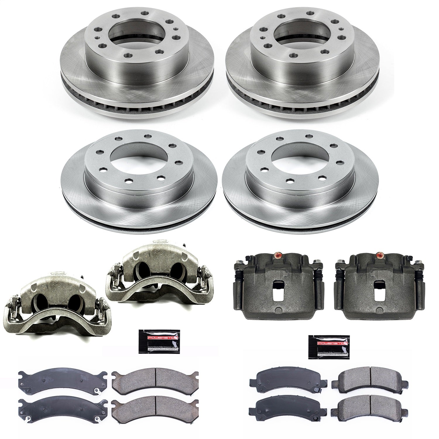 PowerStop Front & Rear Autospecialty Kit with Calipers | 2014–2020 Chevrolet Express 3500 (KCOE2072)