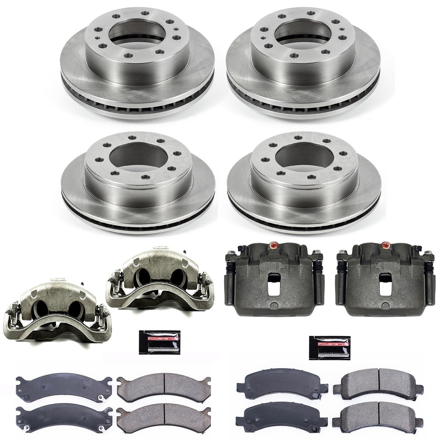 PowerStop Front & Rear Autospecialty Kit with Calipers | 2014–2016 Chevrolet Express 3500 (KCOE2074)