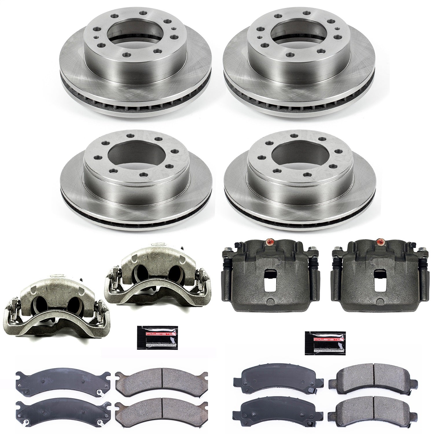 PowerStop Front & Rear Autospecialty Kit with Calipers | 2014–2016 Chevrolet Express 3500 (KCOE2074)