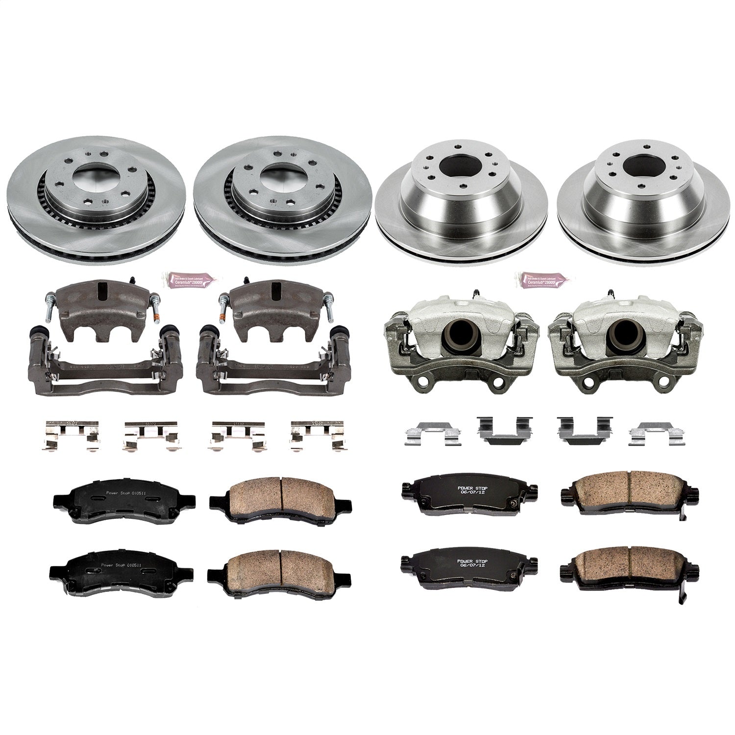 PowerStop Front & Rear Autospecialty Kit with Calipers | 2006–2007 Buick Rainier (KCOE2085B)