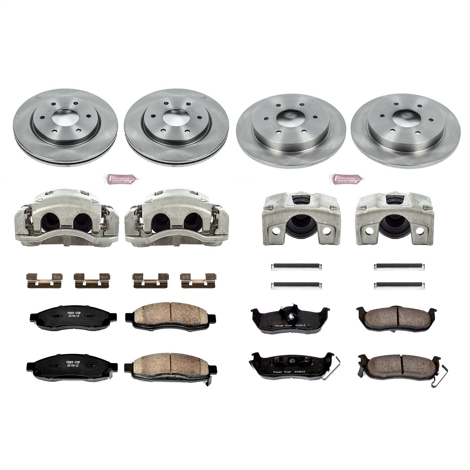 PowerStop Front & Rear Autospecialty Kit with Calipers | 2005–2007 Infiniti QX56 (KCOE212)