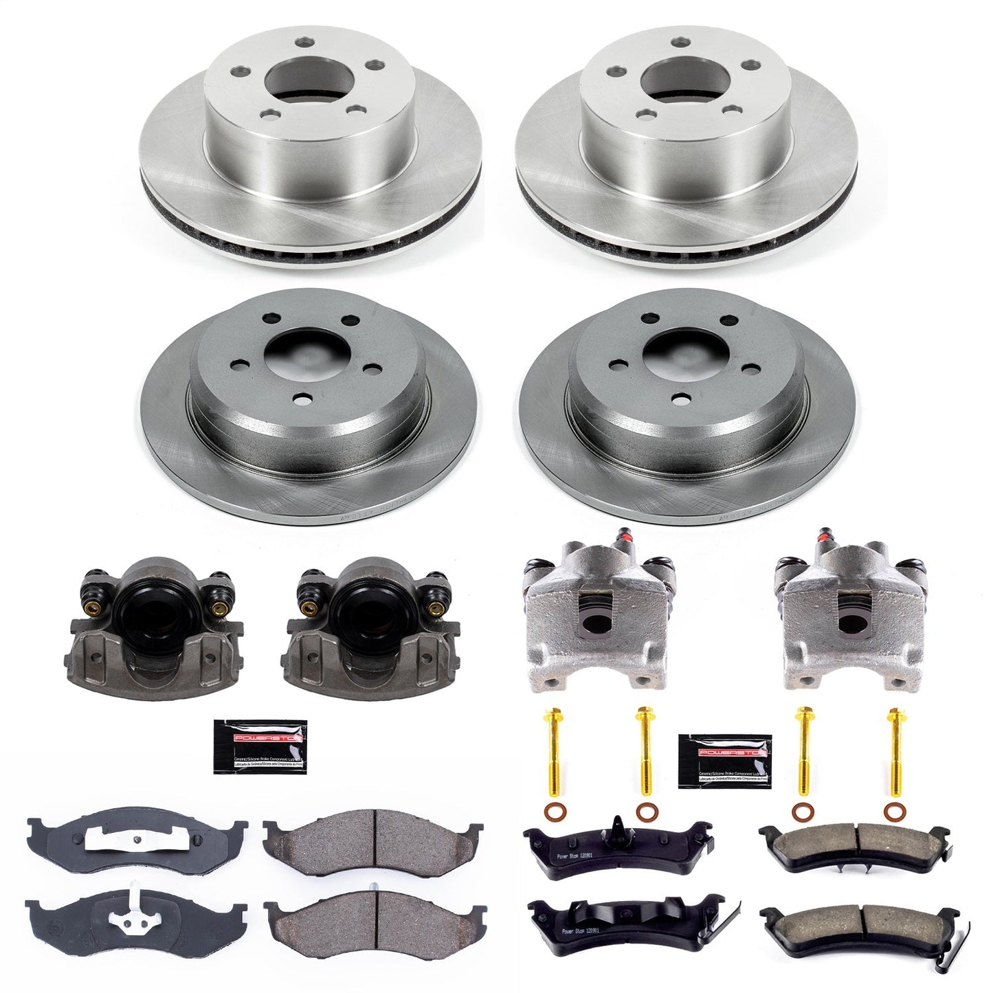 PowerStop Front & Rear Autospecialty Brake Kit with Calipers | 1993–1998 Jeep Grand Cherokee (KCOE2121)