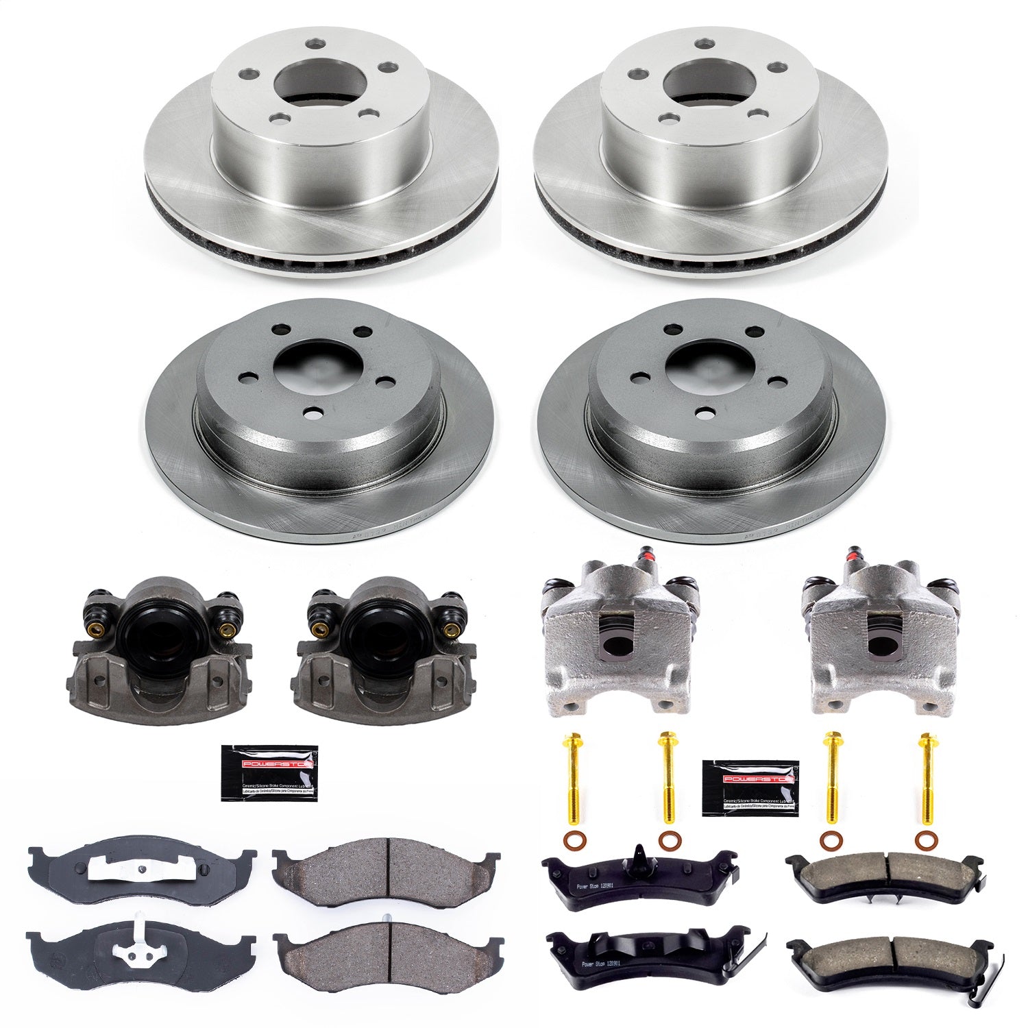 PowerStop Front & Rear Autospecialty Brake Kit with Calipers | 1993–1998 Jeep Grand Cherokee (KCOE2121)