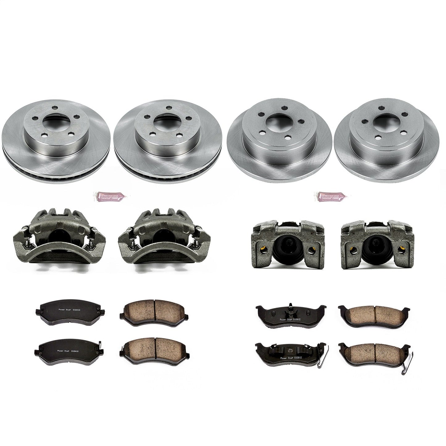 PowerStop Front & Rear Brake Kit with Calipers | 2003–2007 Jeep Liberty (KCOE2162)