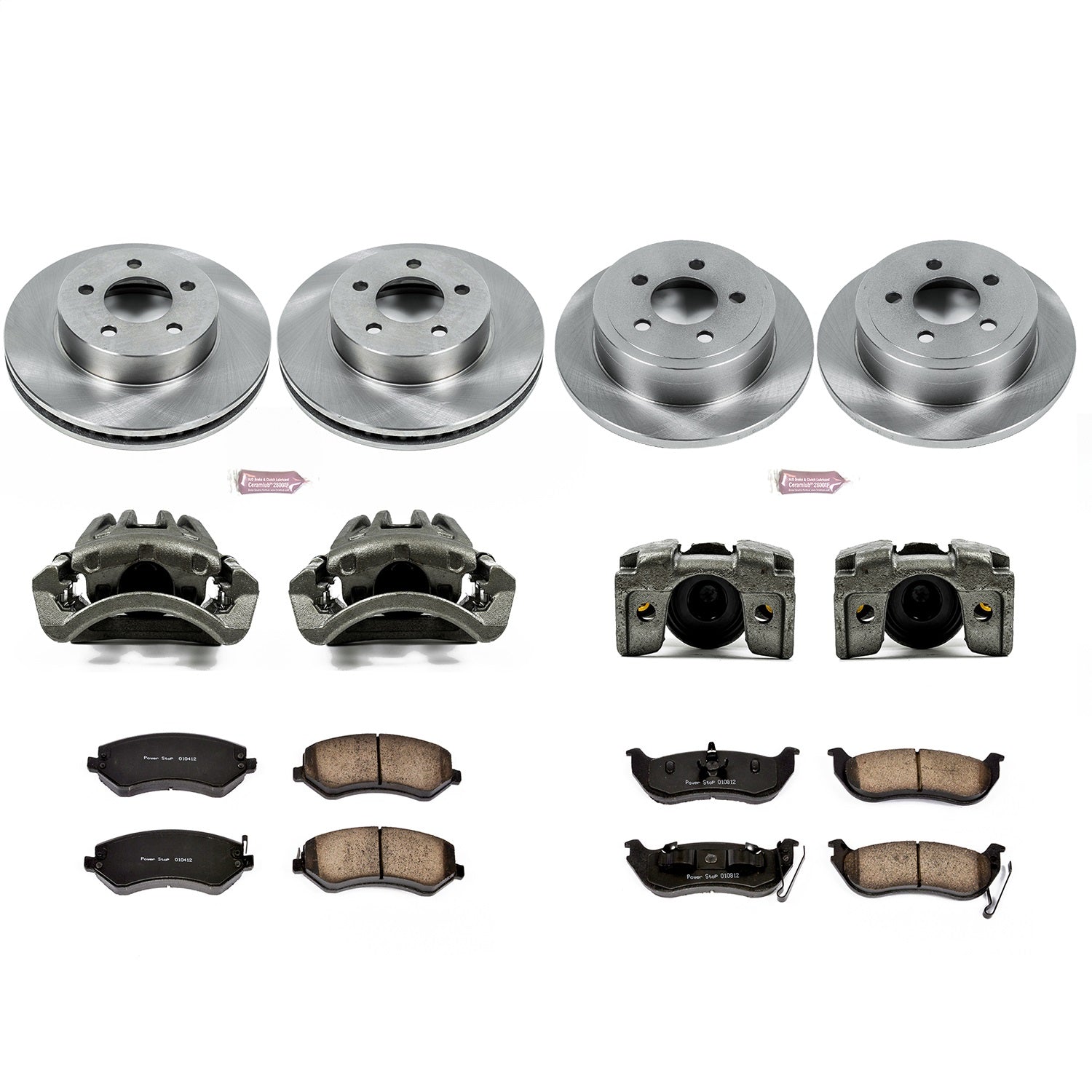 PowerStop Front & Rear Brake Kit with Calipers | 2003–2007 Jeep Liberty (KCOE2162)