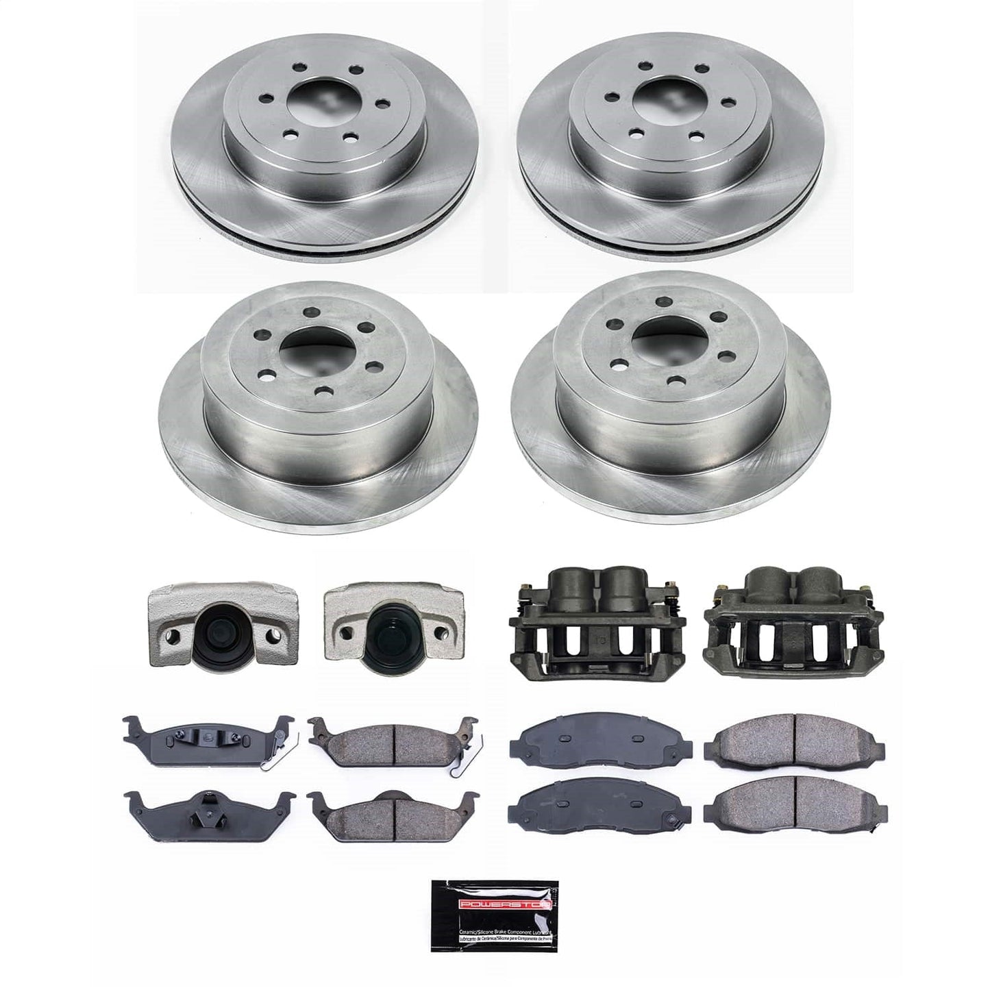 PowerStop Front and Rear Autospecialty Kit with Calipers | 2003–2004 Dodge Dakota (KCOE2188)