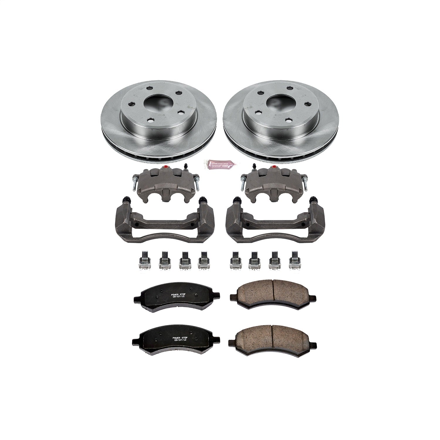 PowerStop Front Autospecialty Kit with Calipers | 2006–2009 Mitsubishi Raider (KCOE2193)