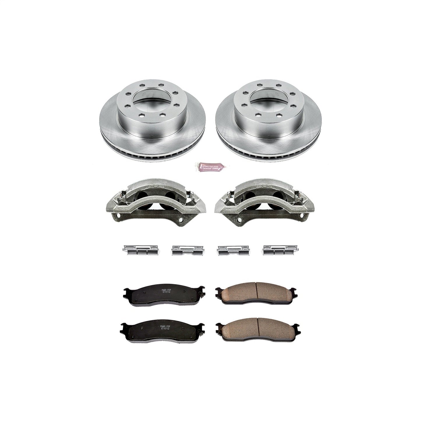 PowerStop Front Autospecialty Kit with Calipers | 2003–2008 Dodge Ram 3500 (KCOE2203)