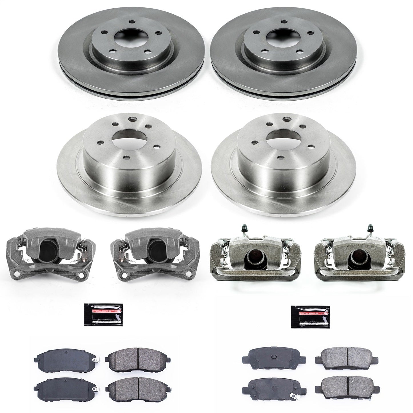 PowerStop Front & Rear Brake Kit with Calipers | 2010–2013 Nissan Altima (KCOE242)