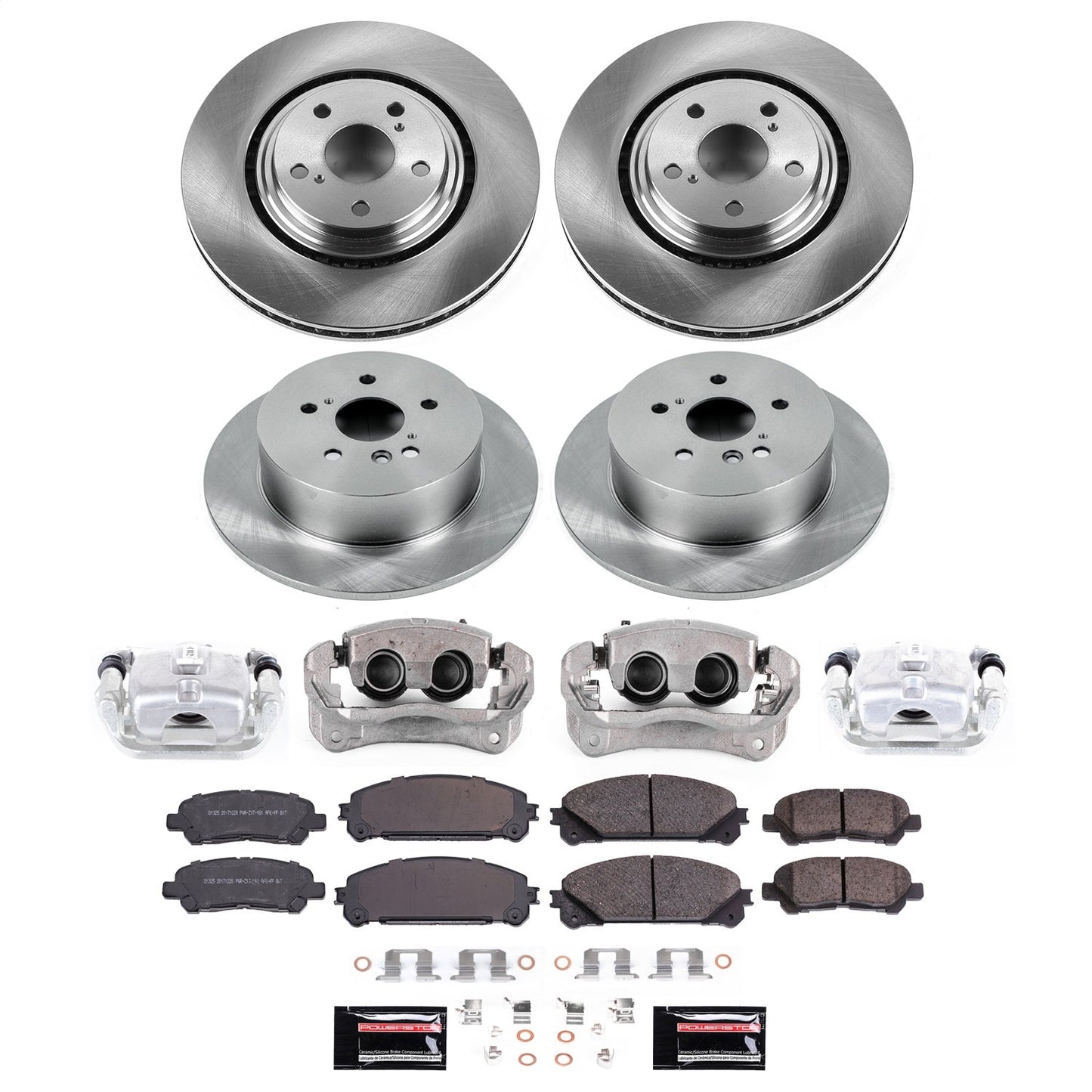 PowerStop 10-13 Toyota Highlander Front and Rear Autospecialty Kit w/Calipers (KCOE4129A)