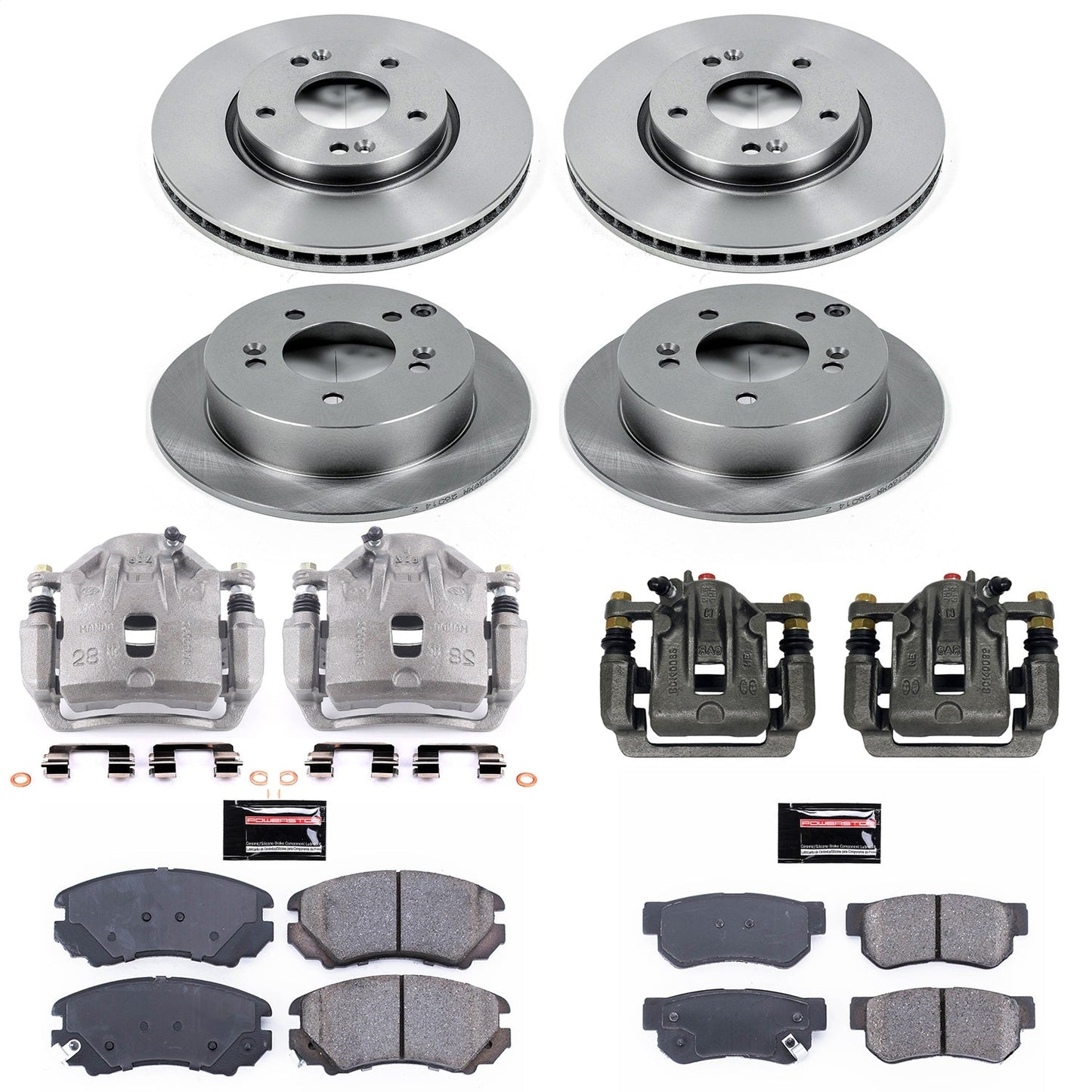 PowerStop 05-09 Hyundai Tucson Front & Rear Autospecialty Brake Kit w/Calipers (KCOE4449A)