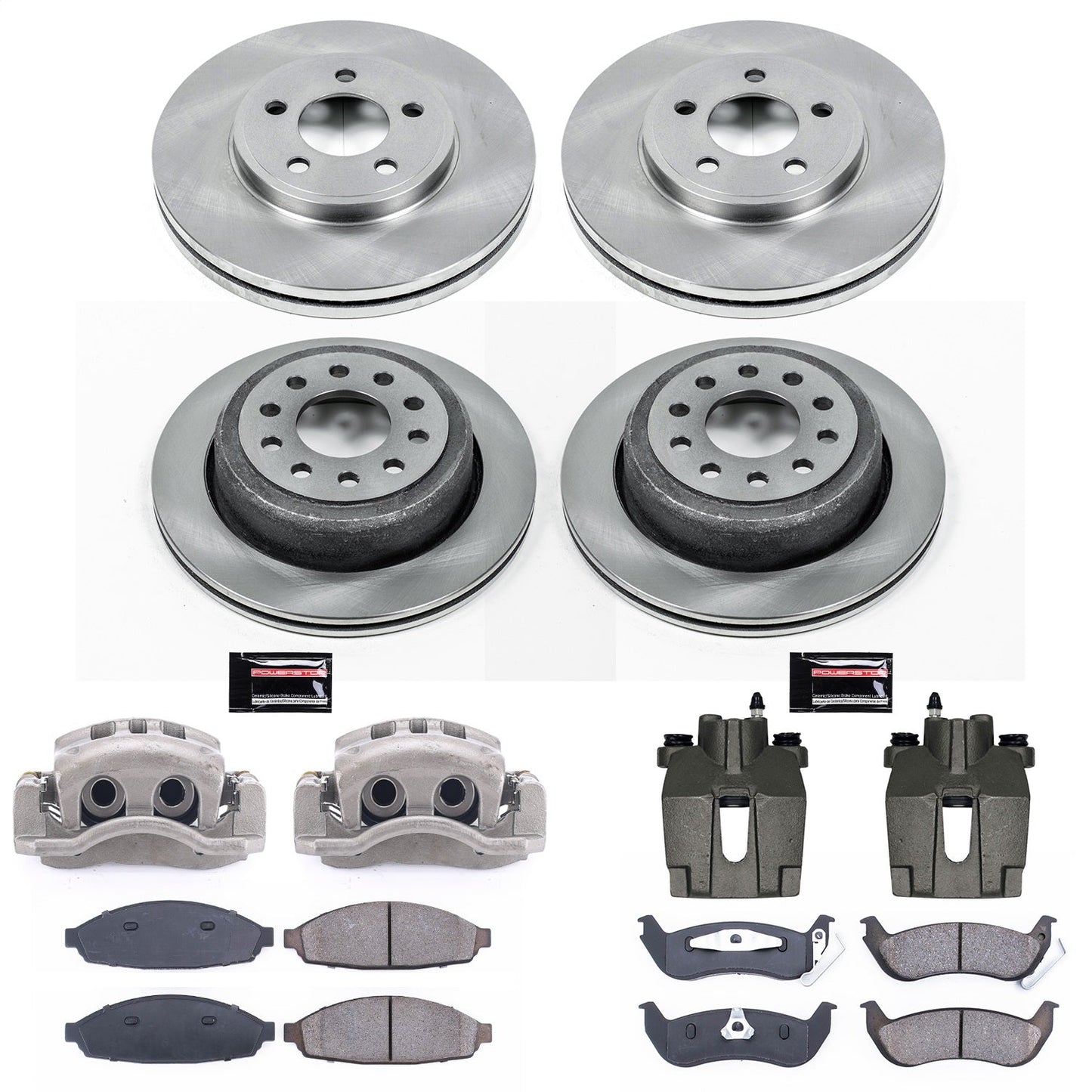 PowerStop 03-11 Lincoln Town Car Front & Rear Autospecialty Kit w/Cals (KCOE4486)
