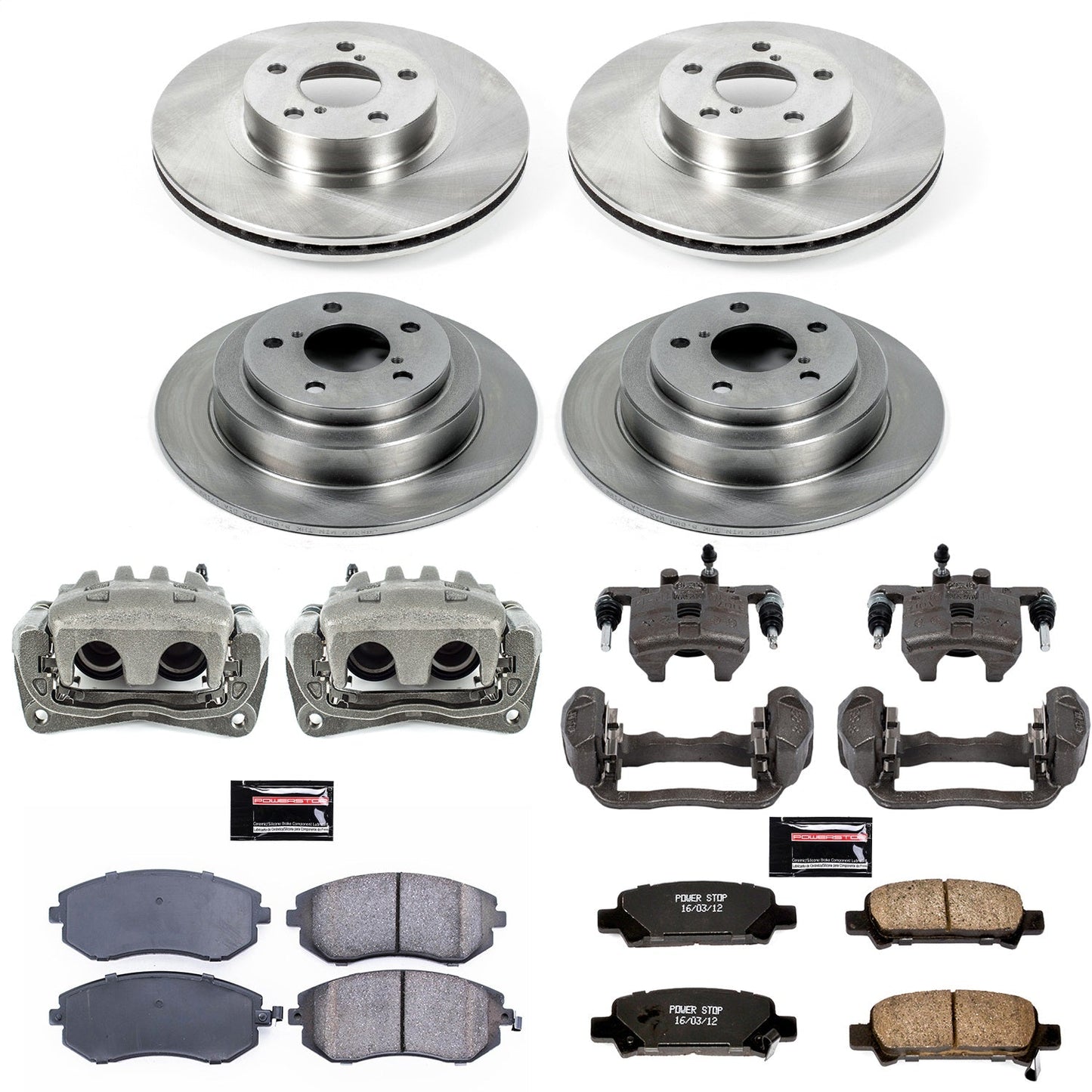 PowerStop 02-03 Subaru Impreza Front & Rear Autospecialty Brake Kit w/Calipers (KCOE6109)