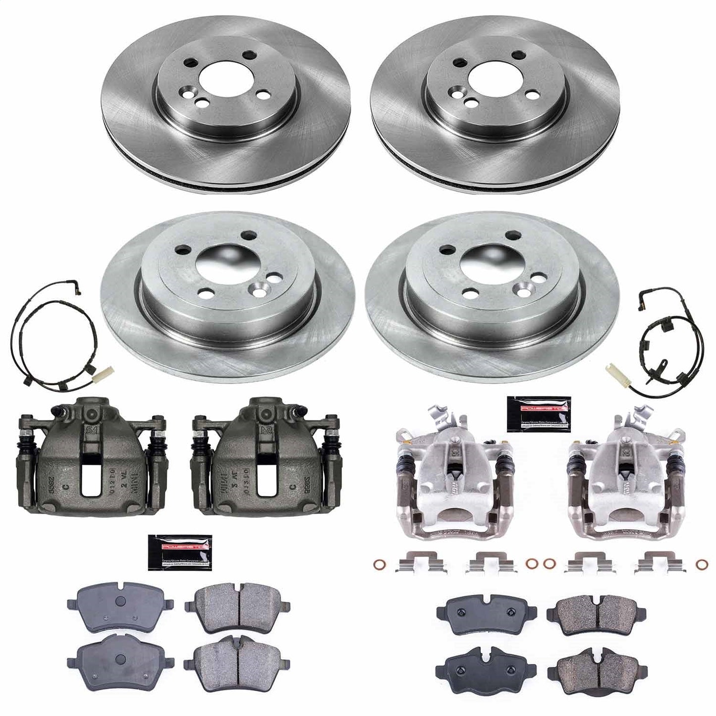 PowerStop 07-10 Mini Cooper Front & Rear Autospecialty Brake Kit w/Calipers (KCOE6301)