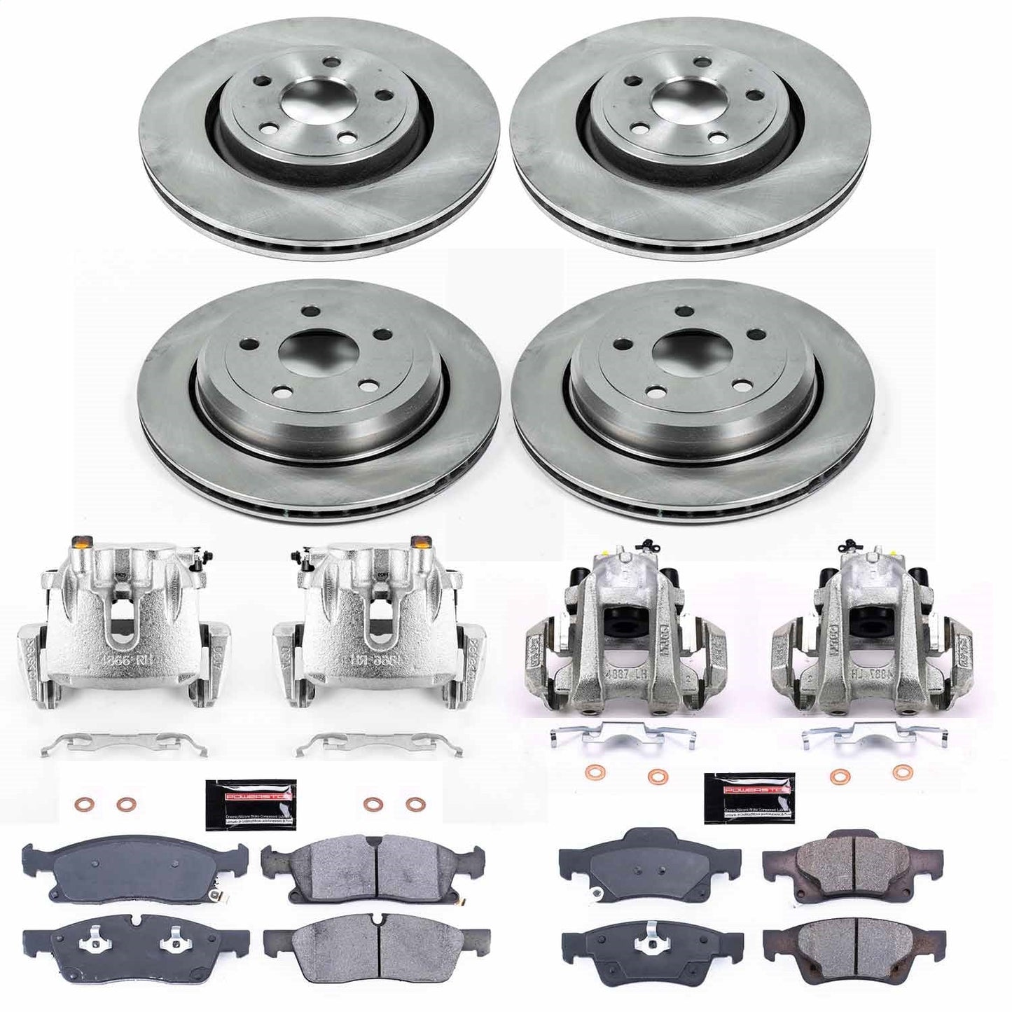 PowerStop 16-19 Jeep Grand Cherokee Front & Rear Autospecialty Kit w/Cals (KCOE7136)